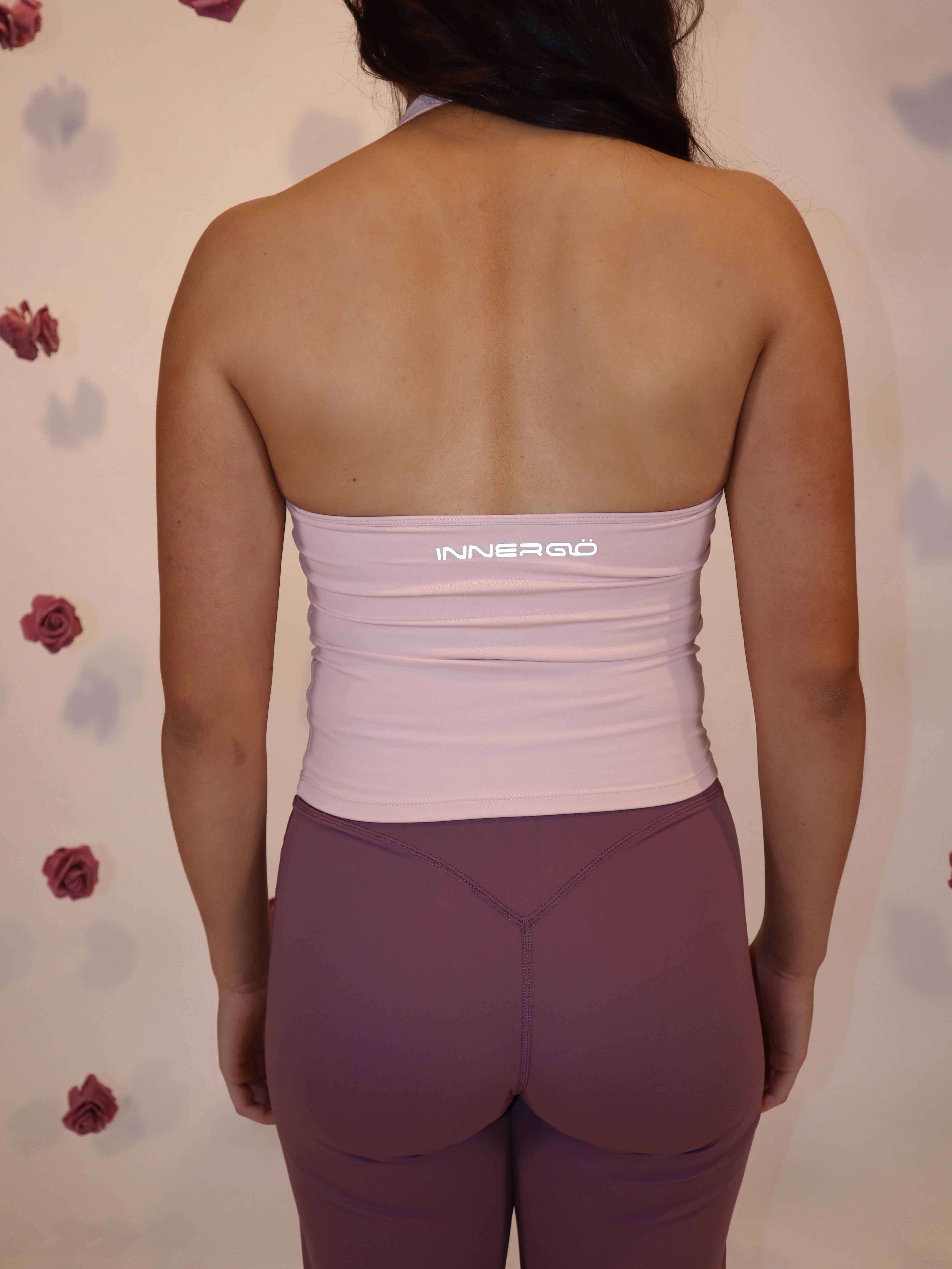 hip length halter in dusty pink