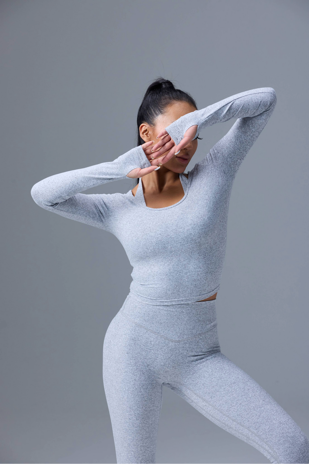2-way Long Sleeve in Marl Grey