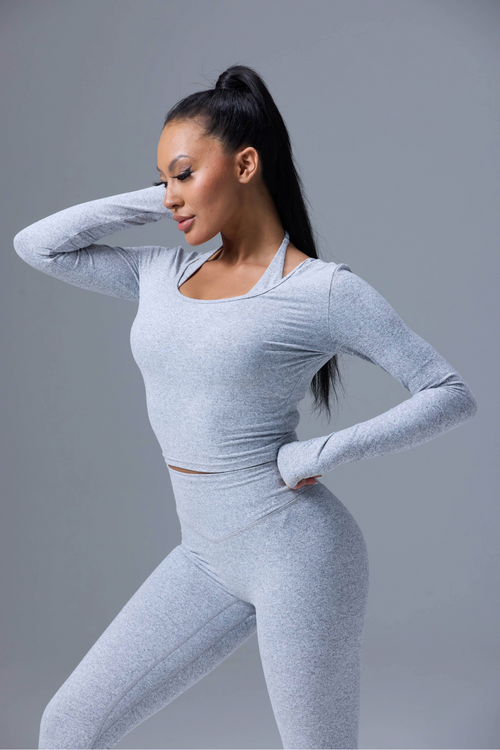 2-way Long Sleeve in Marl Grey