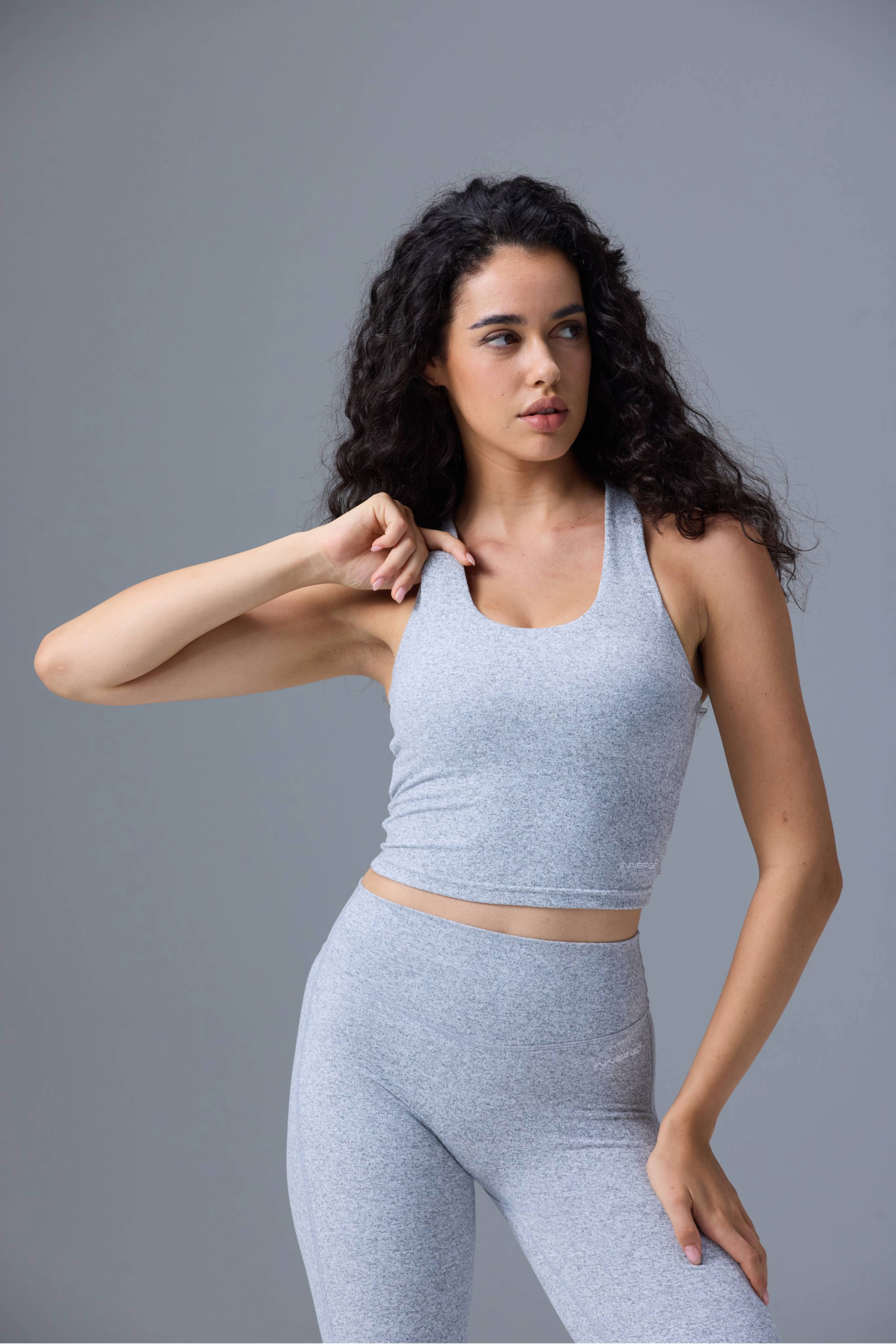 Cropped Tank in Marl Grey