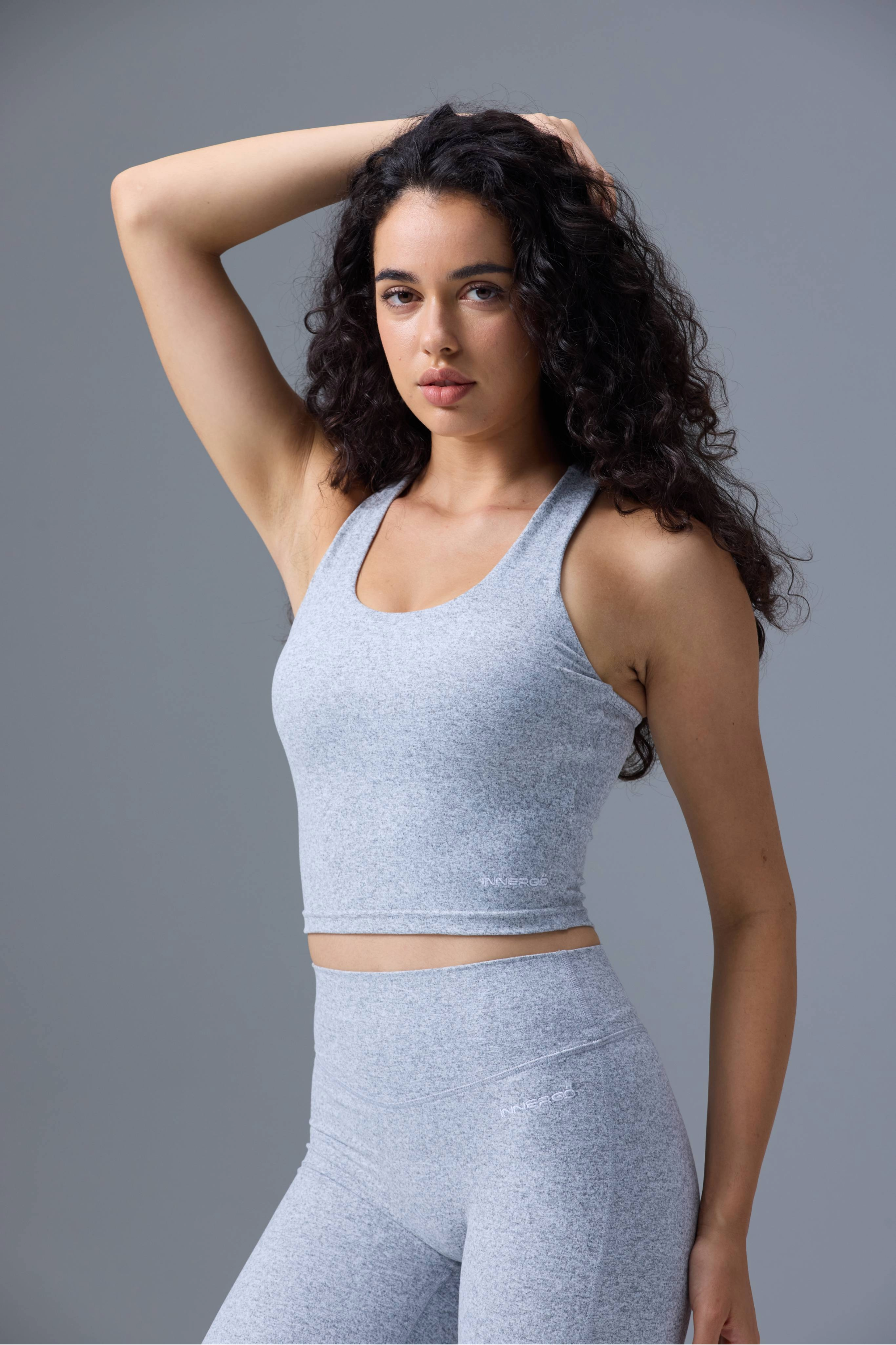 Cropped Tank in Marl Grey