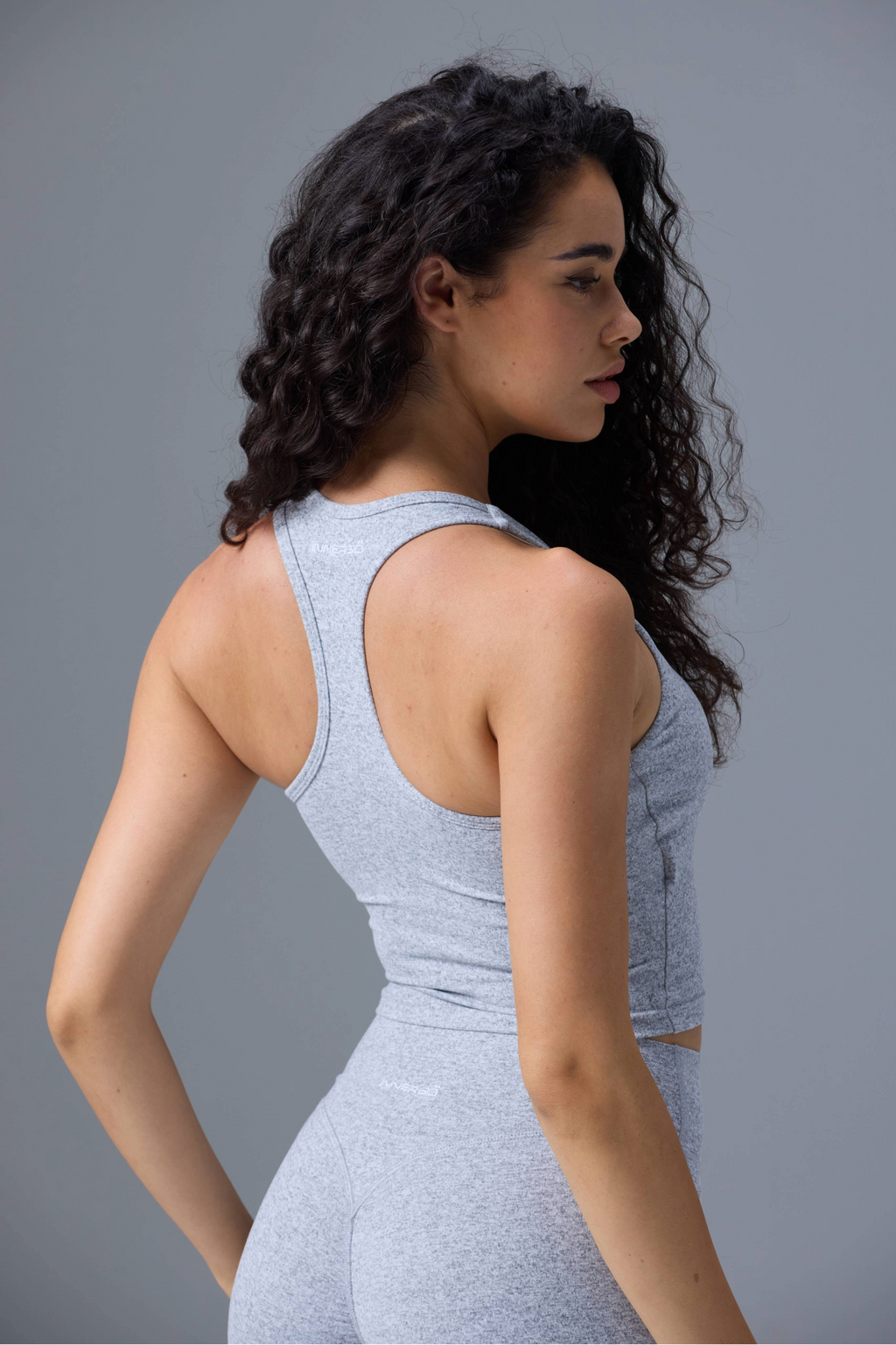 Cropped Tank in Marl Grey