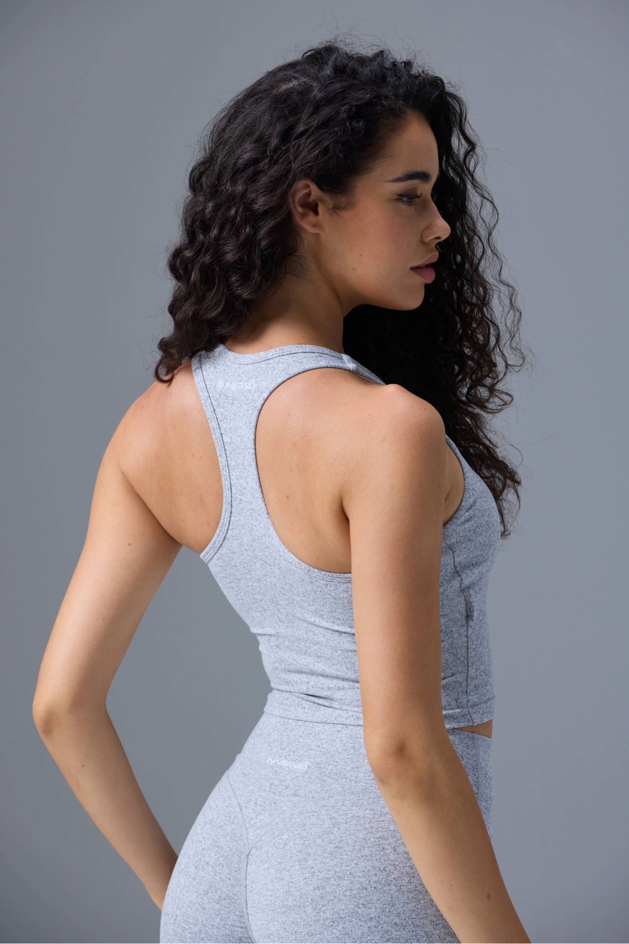 Cropped Tank in Marl Grey