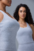 Hip Length Tank in Marl Grey