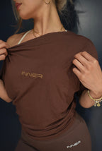 Off Shoulder Short Sleeve in Coffee