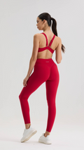 Bliss Cross Contour Leggings in Cherry Red