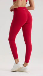 Bliss Cross Contour Leggings in Cherry Red