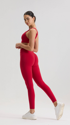 Bliss Cross Contour Leggings in Cherry Red