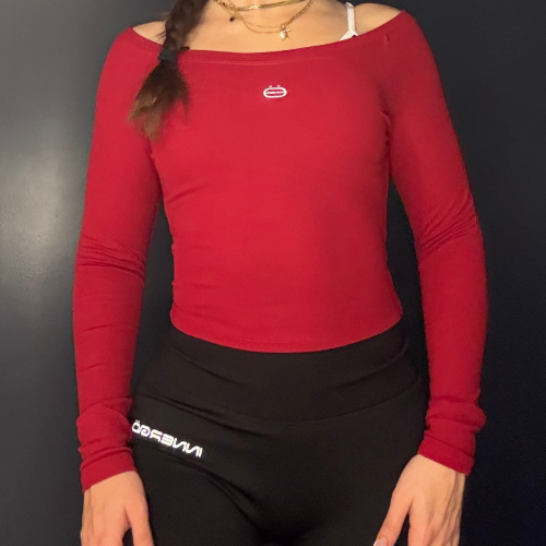 Off-Shoulder Cover in Cherry Red