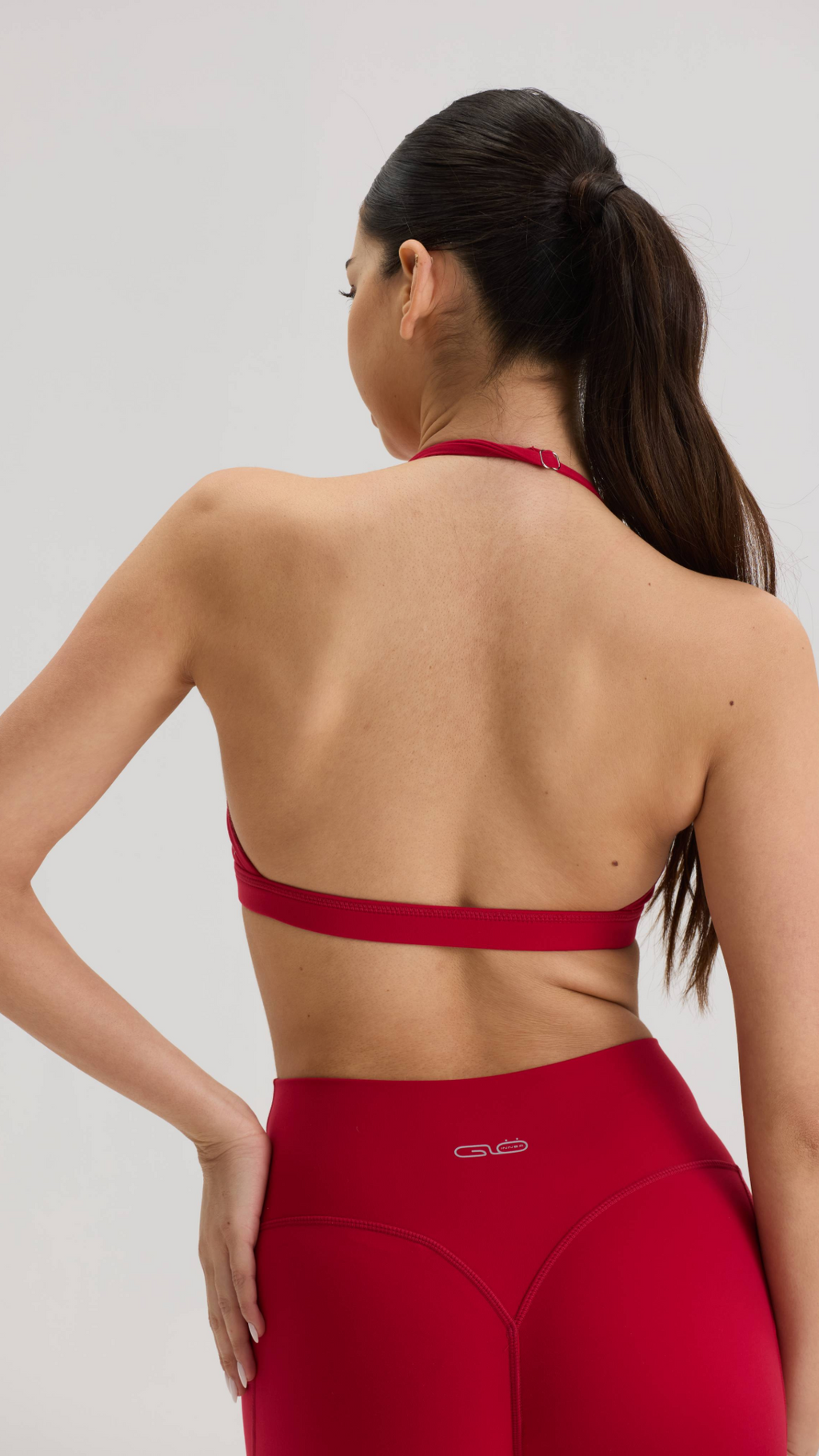 Ease Halter Sports Bra in Cherry Red