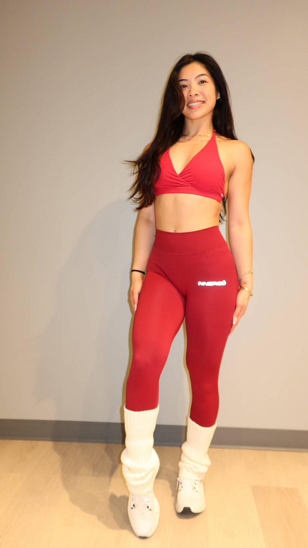 Ease Halter Sports Bra in Cherry Red