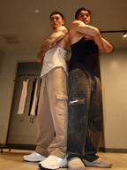 Straight Leg Cargo Pants in Washed Black
