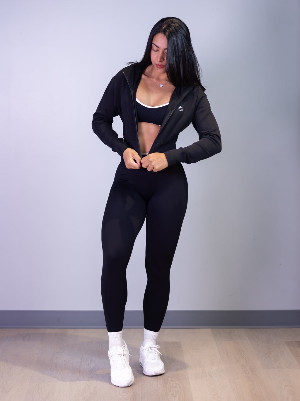 Cloud Cropped Zipped Jacket in Black