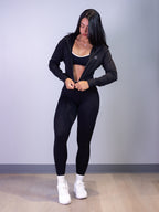 Cloud Cropped Zipped Jacket in Black