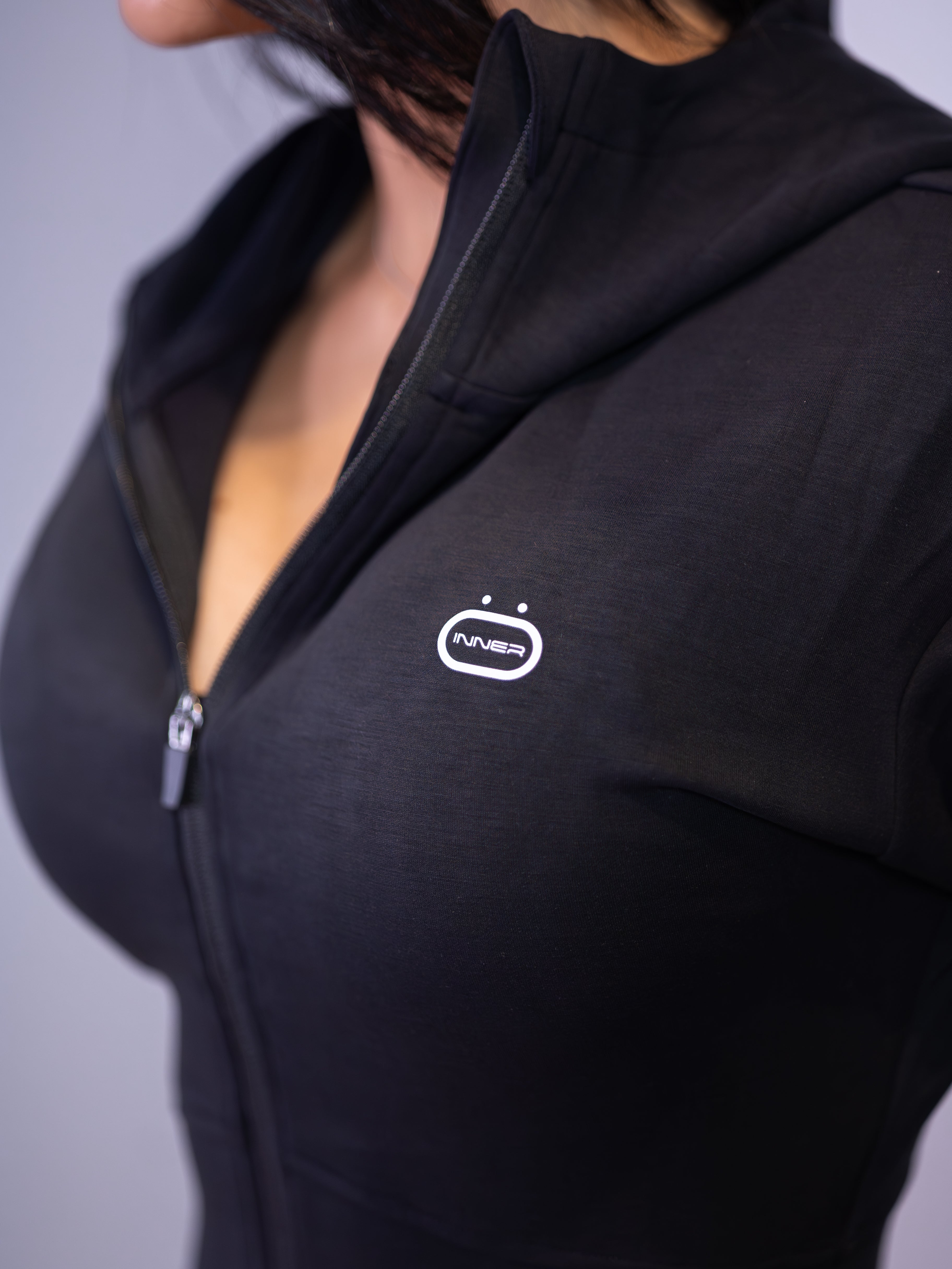 Cloud Cropped Zipped Jacket in Black