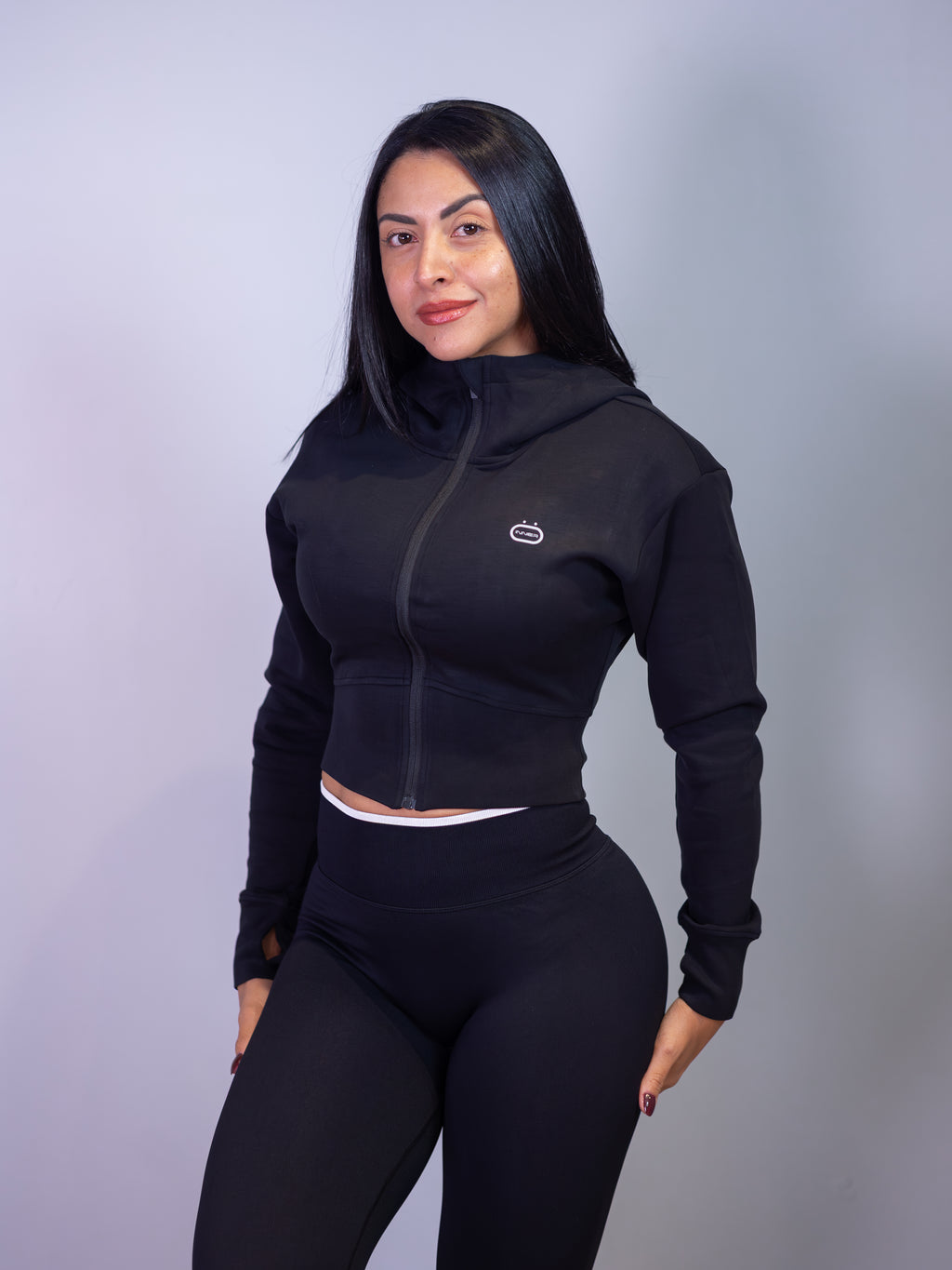 Cloud Cropped Zipped Jacket in Black