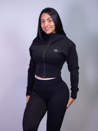 Cloud Cropped Zipped Jacket in Black
