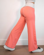 Foldover Wide Leg in Bright Orange with Almond White Waist Band
