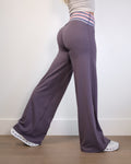 Foldover Wide Leg in Space Grey with Stripes