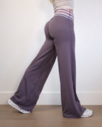 Foldover Wide Leg in Space Grey with Stripes