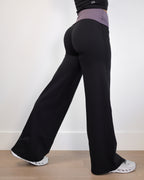 Foldover Wide Leg in Black with Space Grey Waist Band