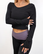 Open Front Long Sleeve in Midnight Black