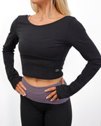 Open Front Long Sleeve in Midnight Black