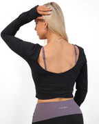 Open Front Long Sleeve in Midnight Black