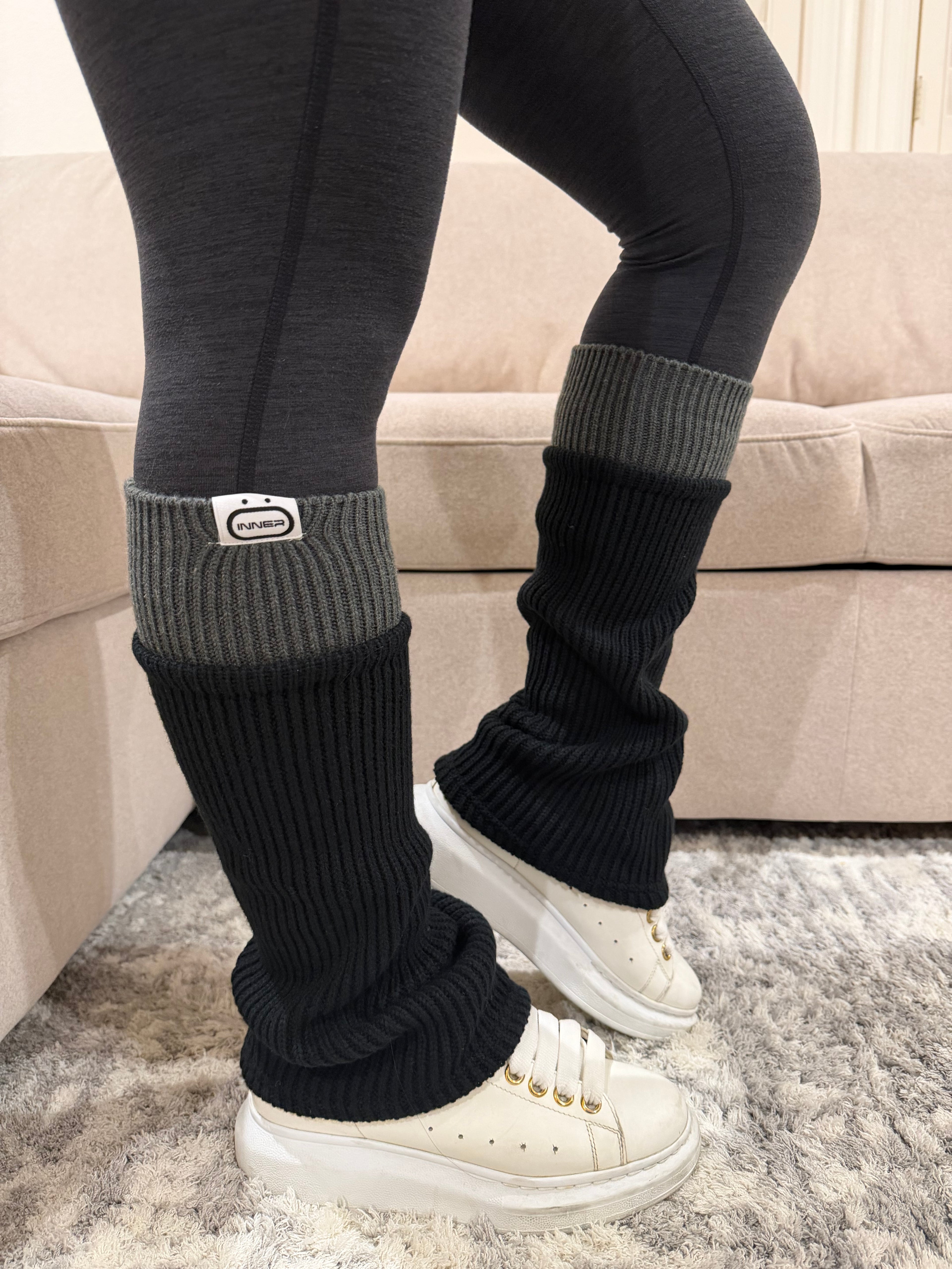 Refine Leg Warmer in Two Toned Iron Split