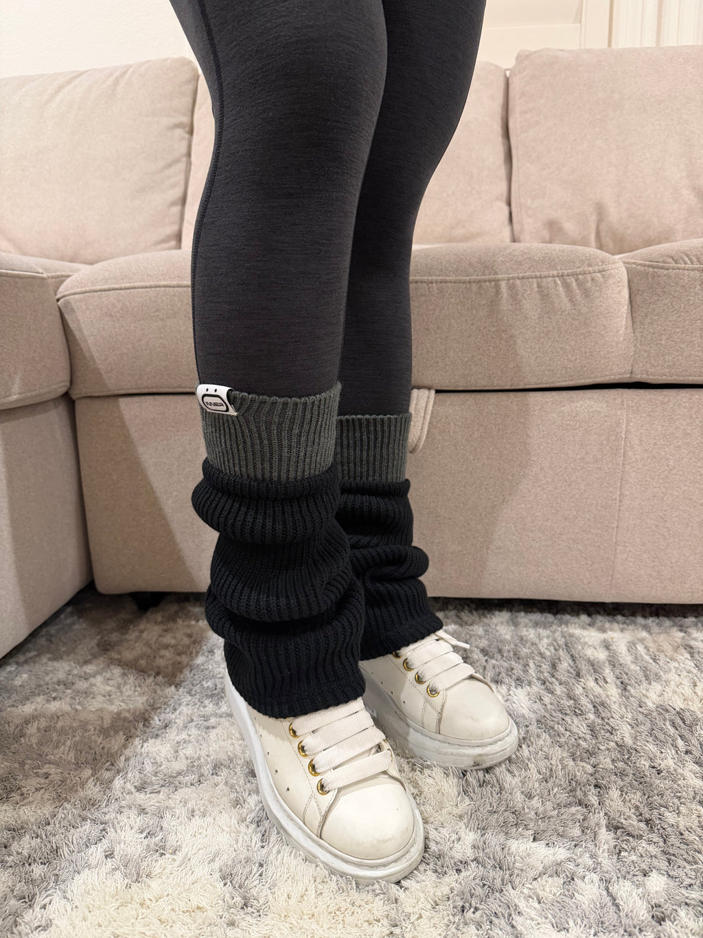 Refine Leg Warmer in Two Toned Iron Split