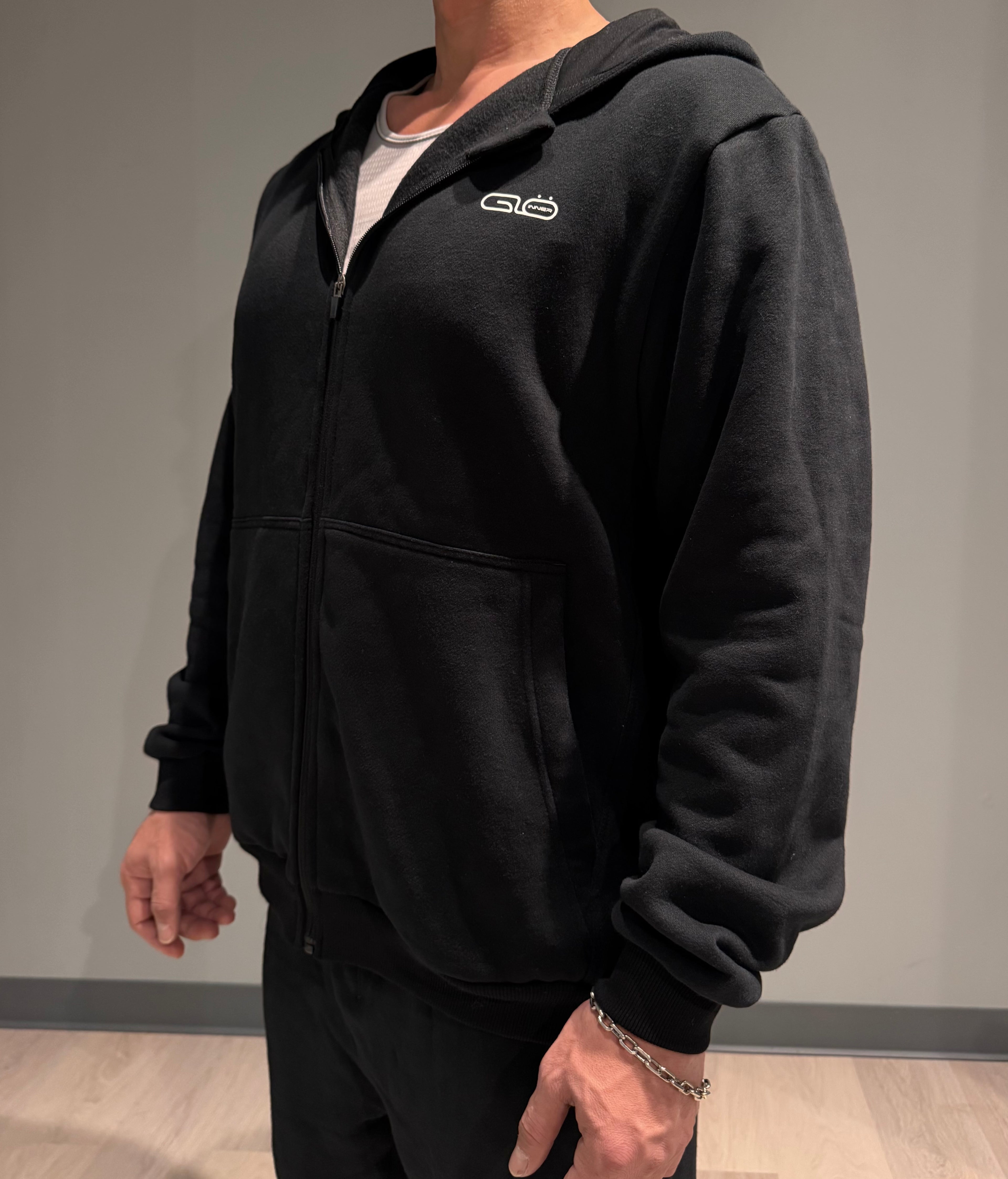 Unisex Full Zip Hoodie in Black