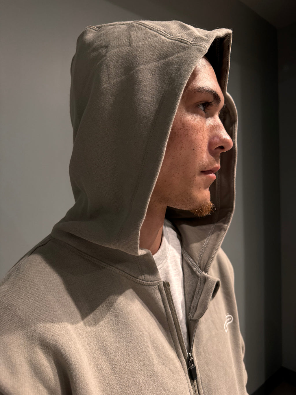 Unisex Full Zip Hoodie in Khaki