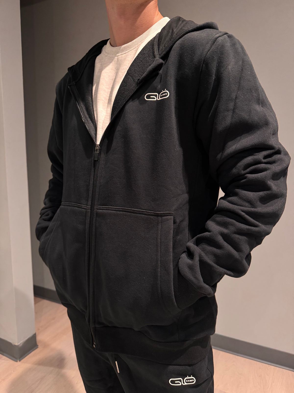 Unisex Full Zip Hoodie in Black