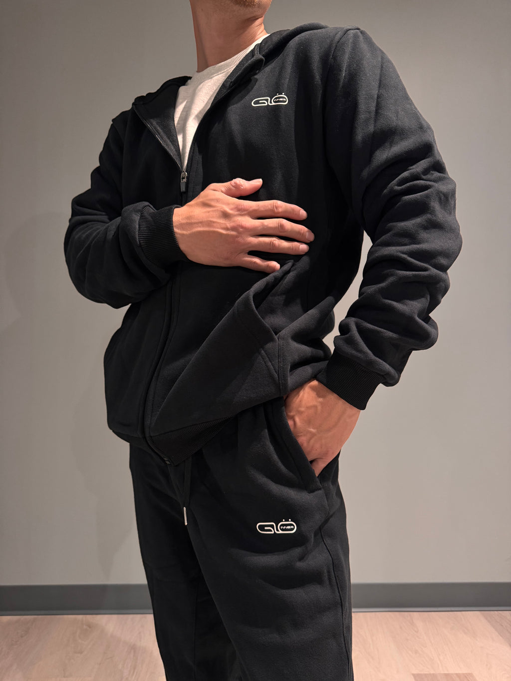 Unisex Full Zip Hoodie in Black