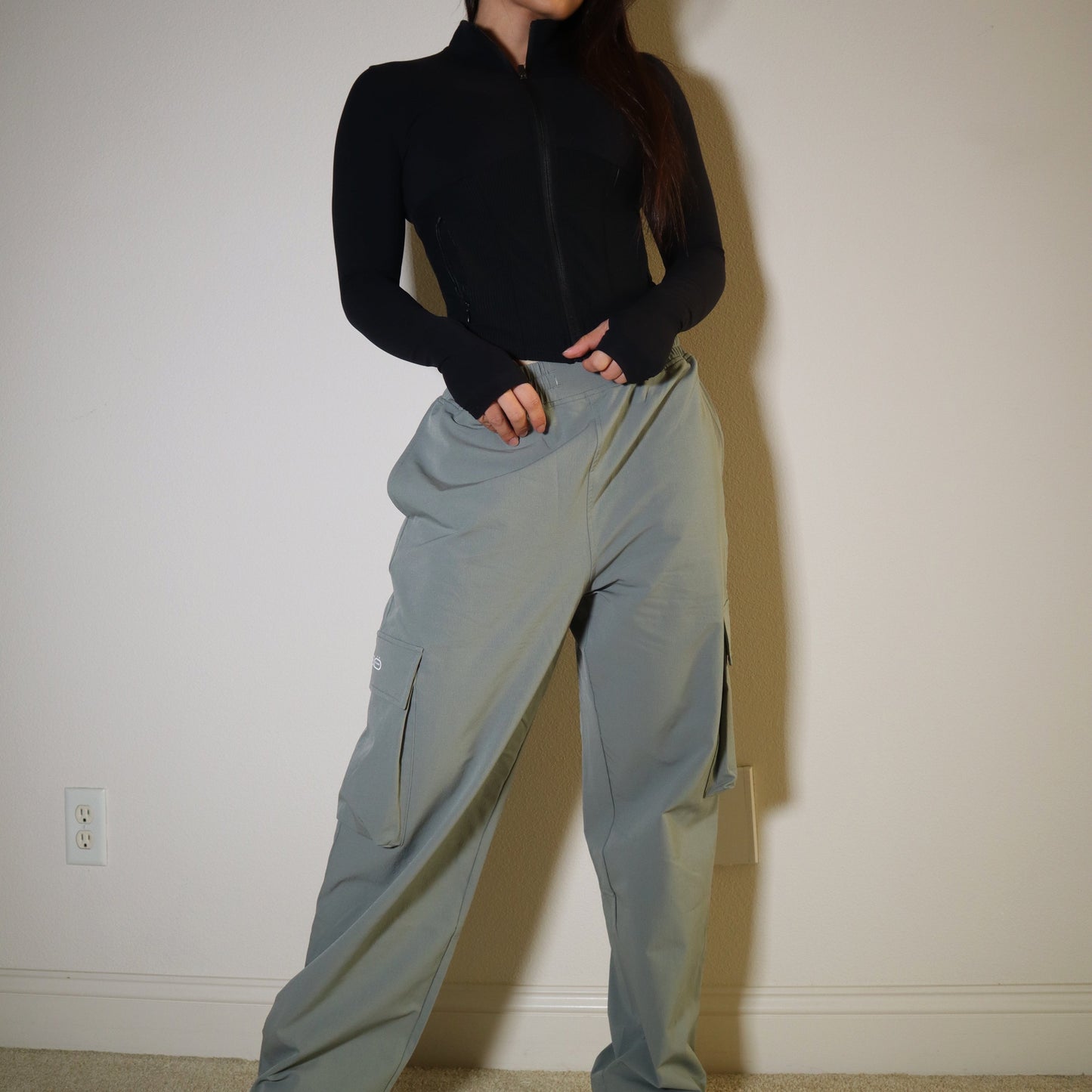 Oversized Cargo Pants in Light Jade