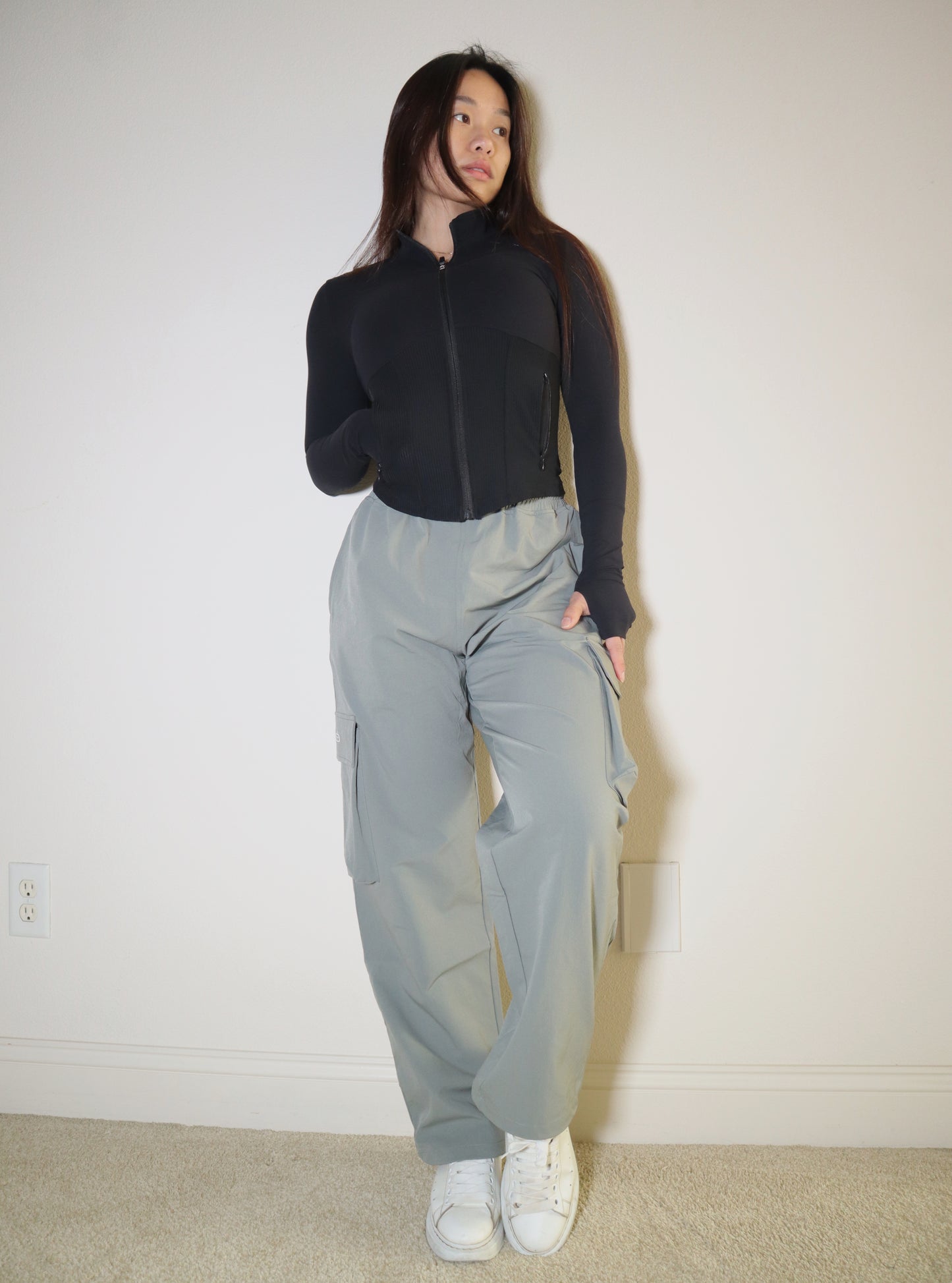 Oversized Cargo Pants in Light Jade