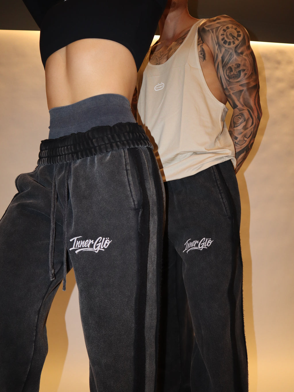 Straight Leg Sweats in Washed Black