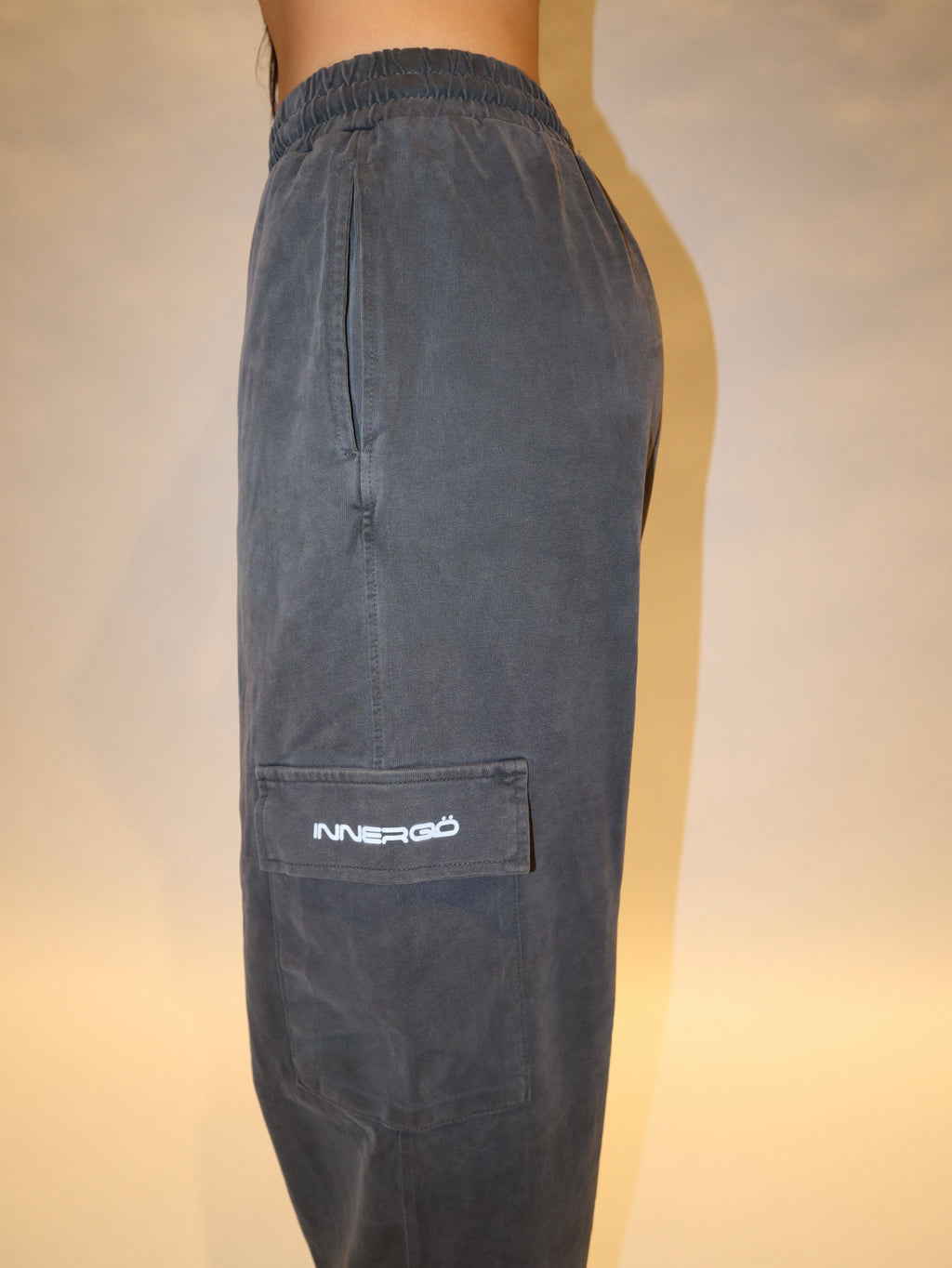 Straight Leg Cargo Pants in Washed Black