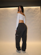 Straight Leg Cargo Pants in Washed Black