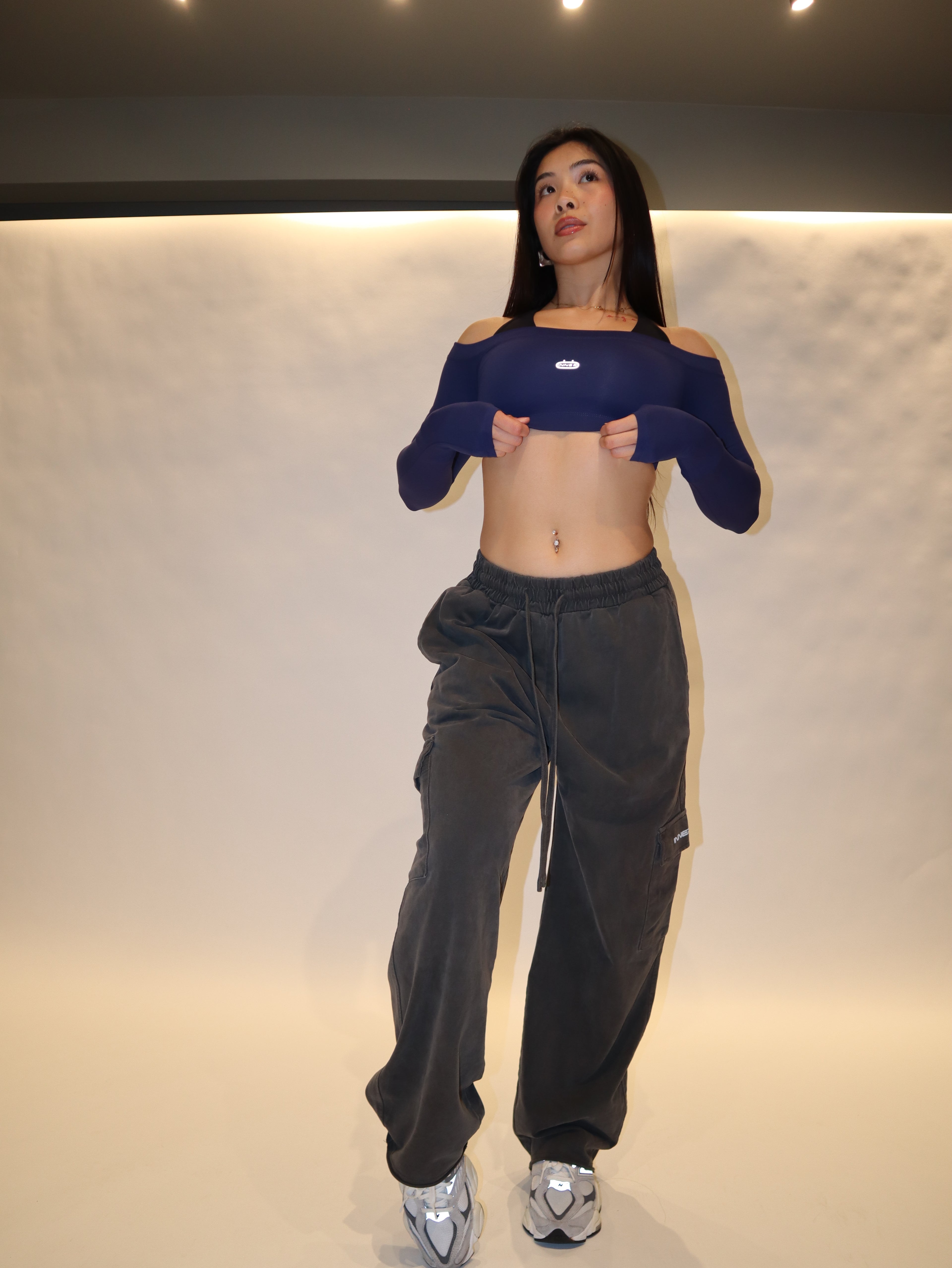 Straight Leg Cargo Pants in Washed Black