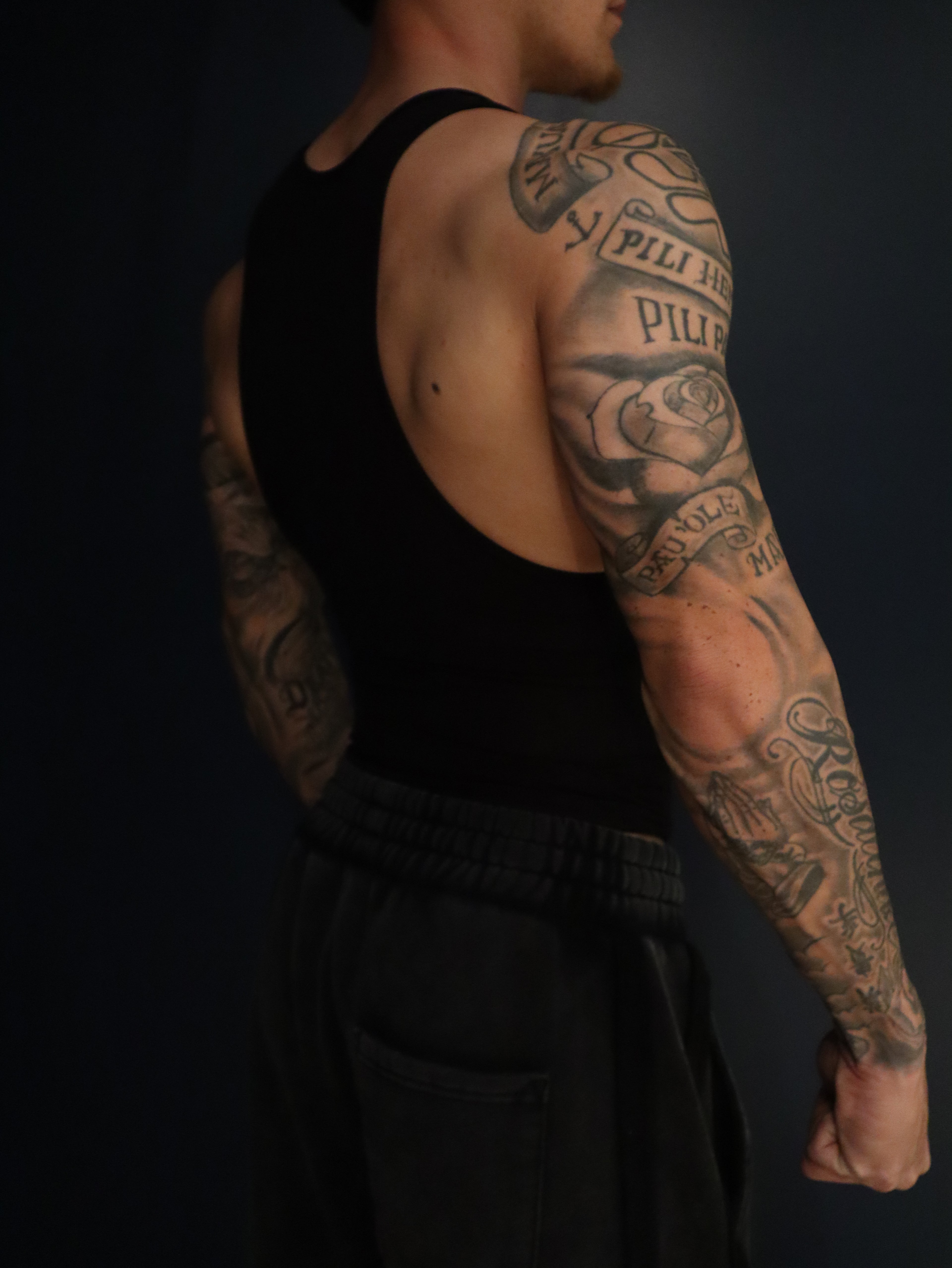 Fitted Ribbed Tank in Black