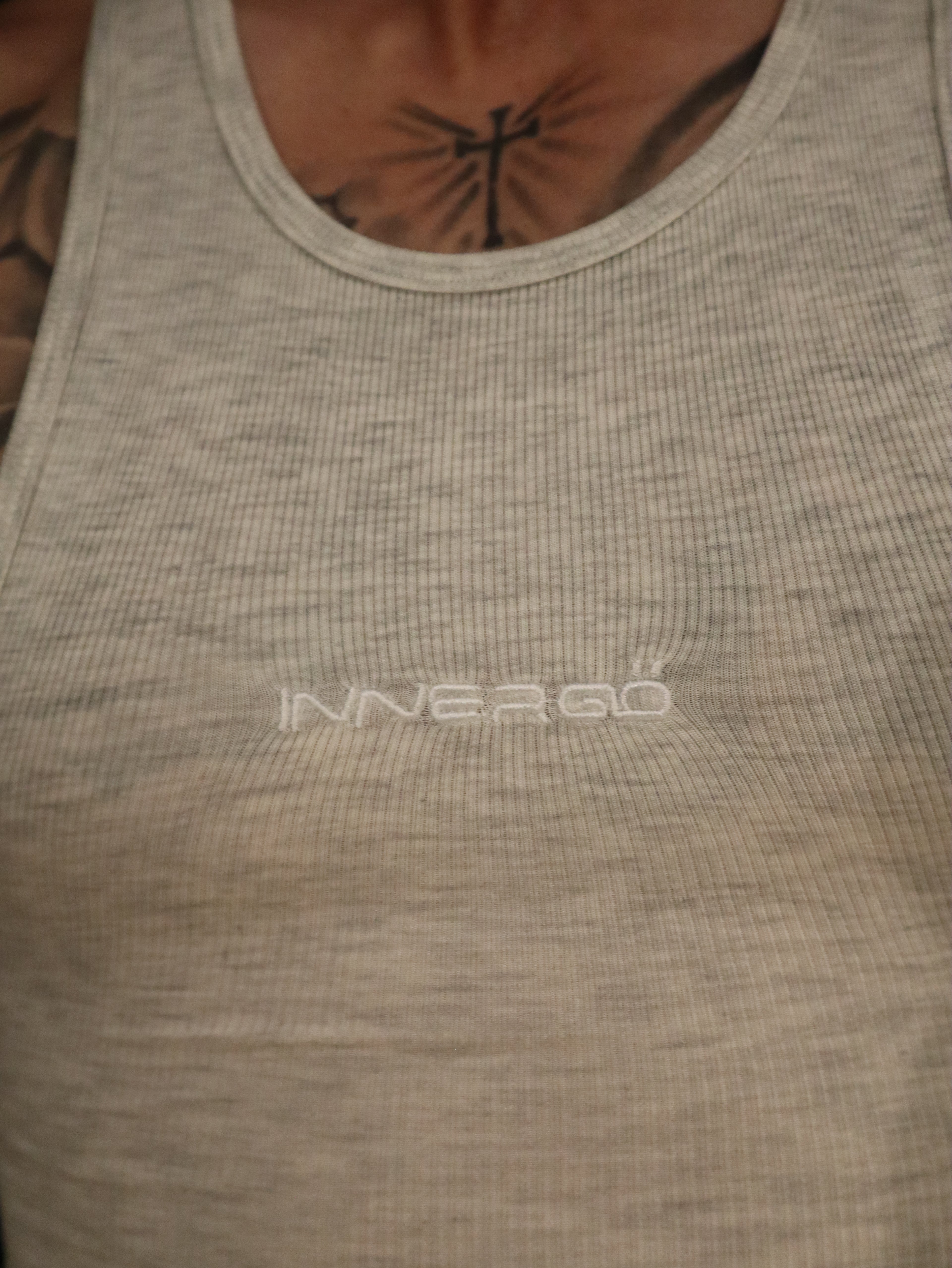 Fitted Ribbed Tank in Heather Grey