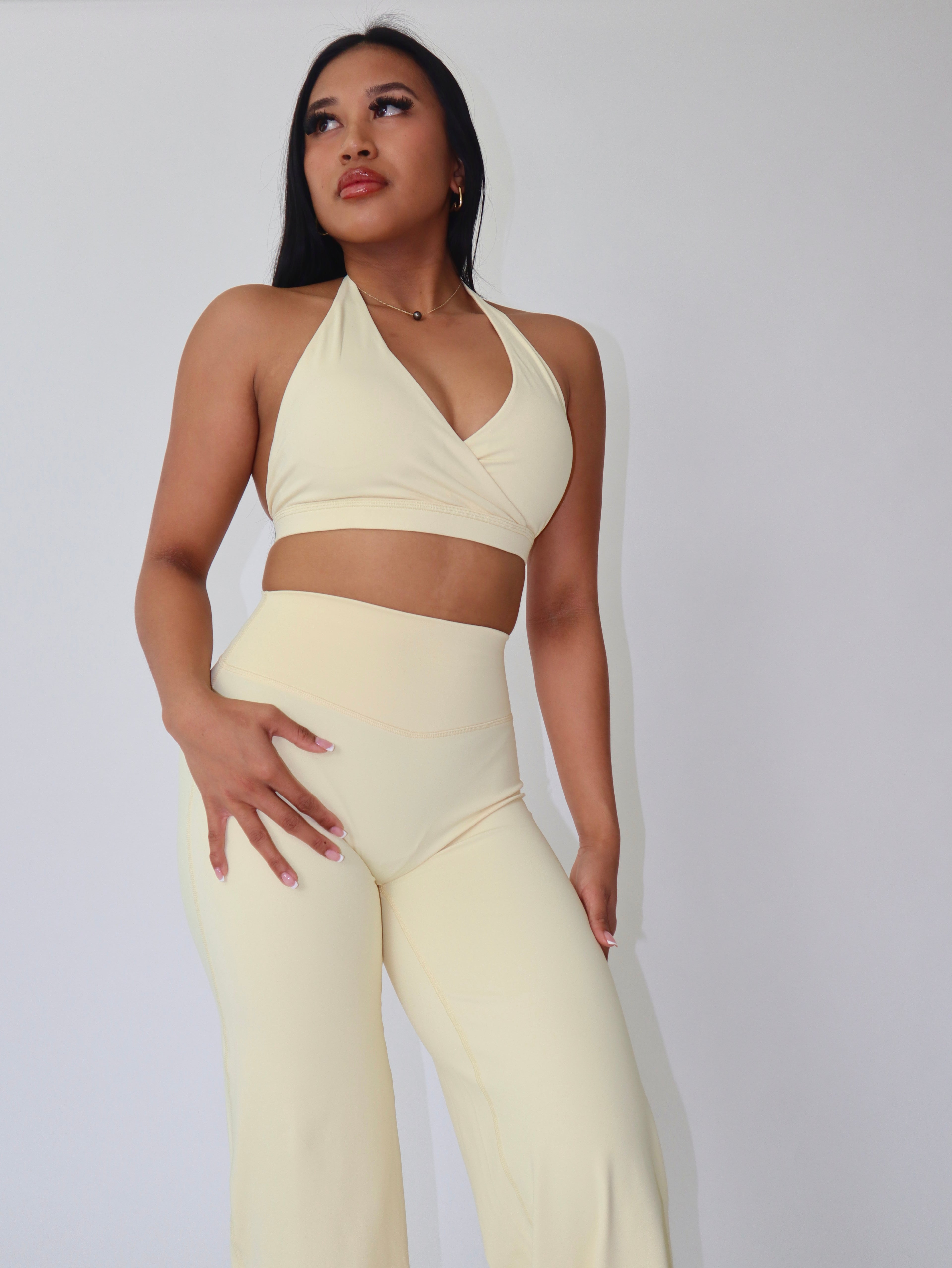 Ease Halter Bra in Lemon Butter