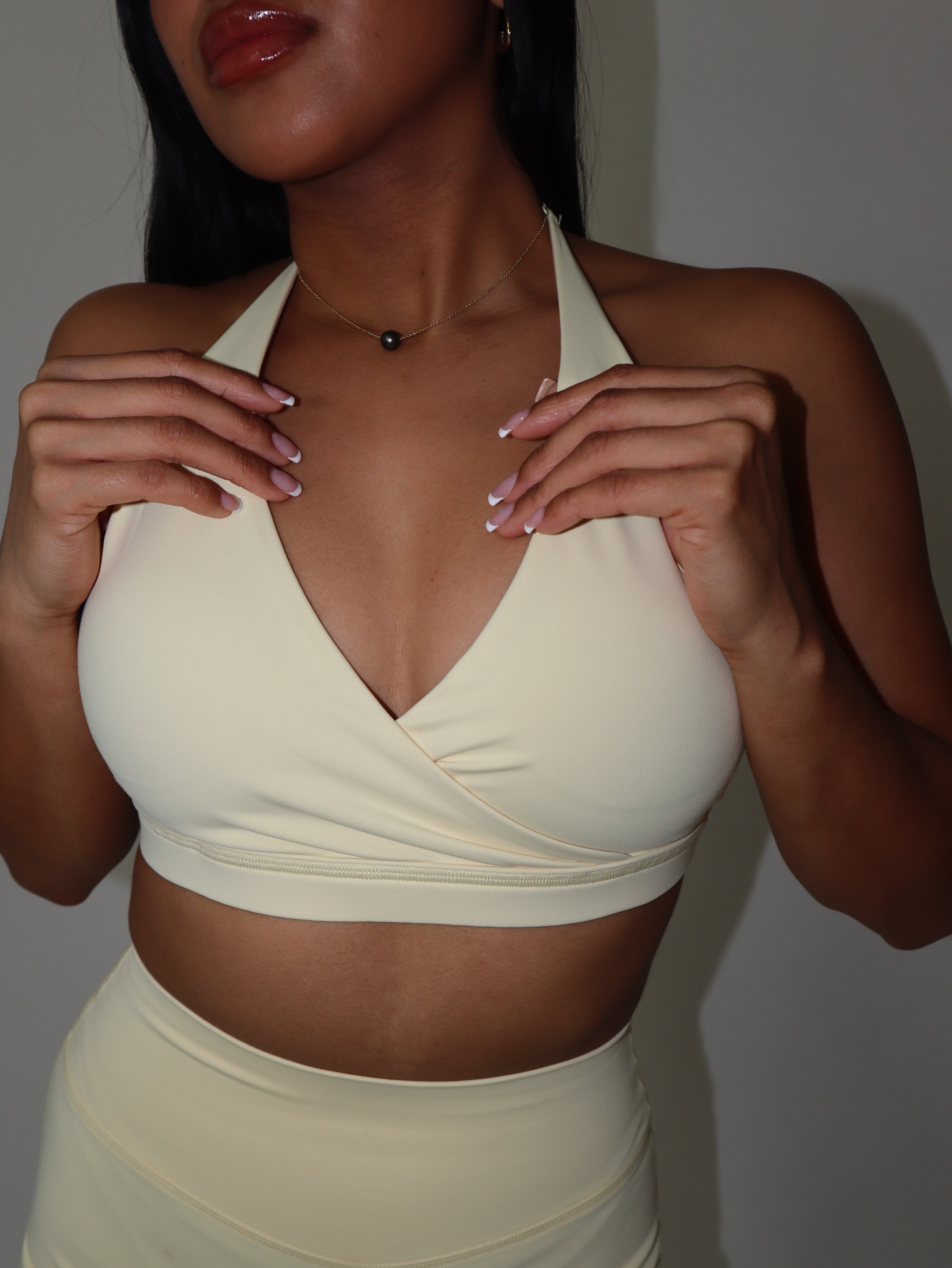 Ease Halter Bra in Lemon Butter