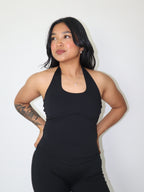 Halter Tank in Black Truffle