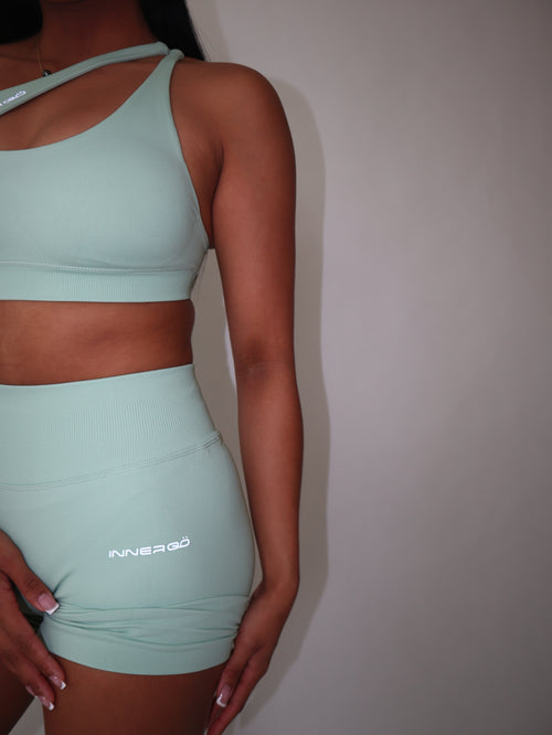 Single Shoulder Sports Bra in Mint