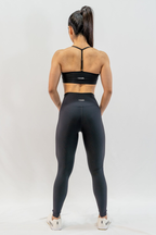 Ribbed Adjustable Back Strap Sports Bra in Black