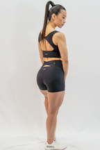 Ribbed Open Back Cropped Tank in Black