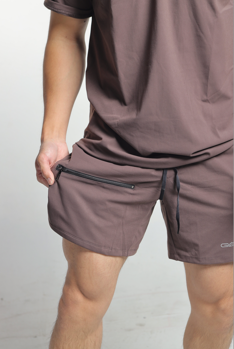 Butter Zipper Shorts in Coffee