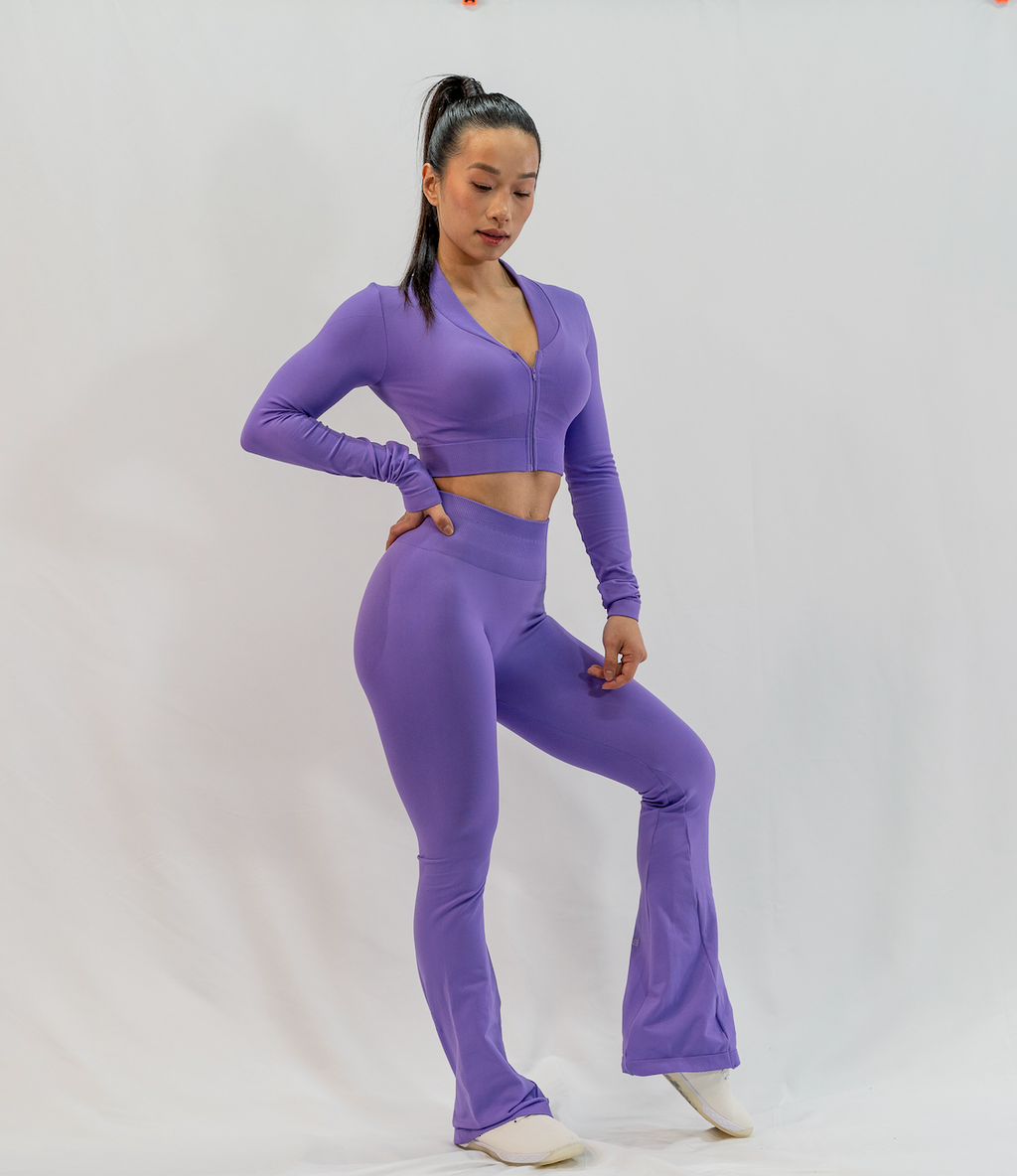 Glo Cropped Zipped Jacket in Lavender Purple